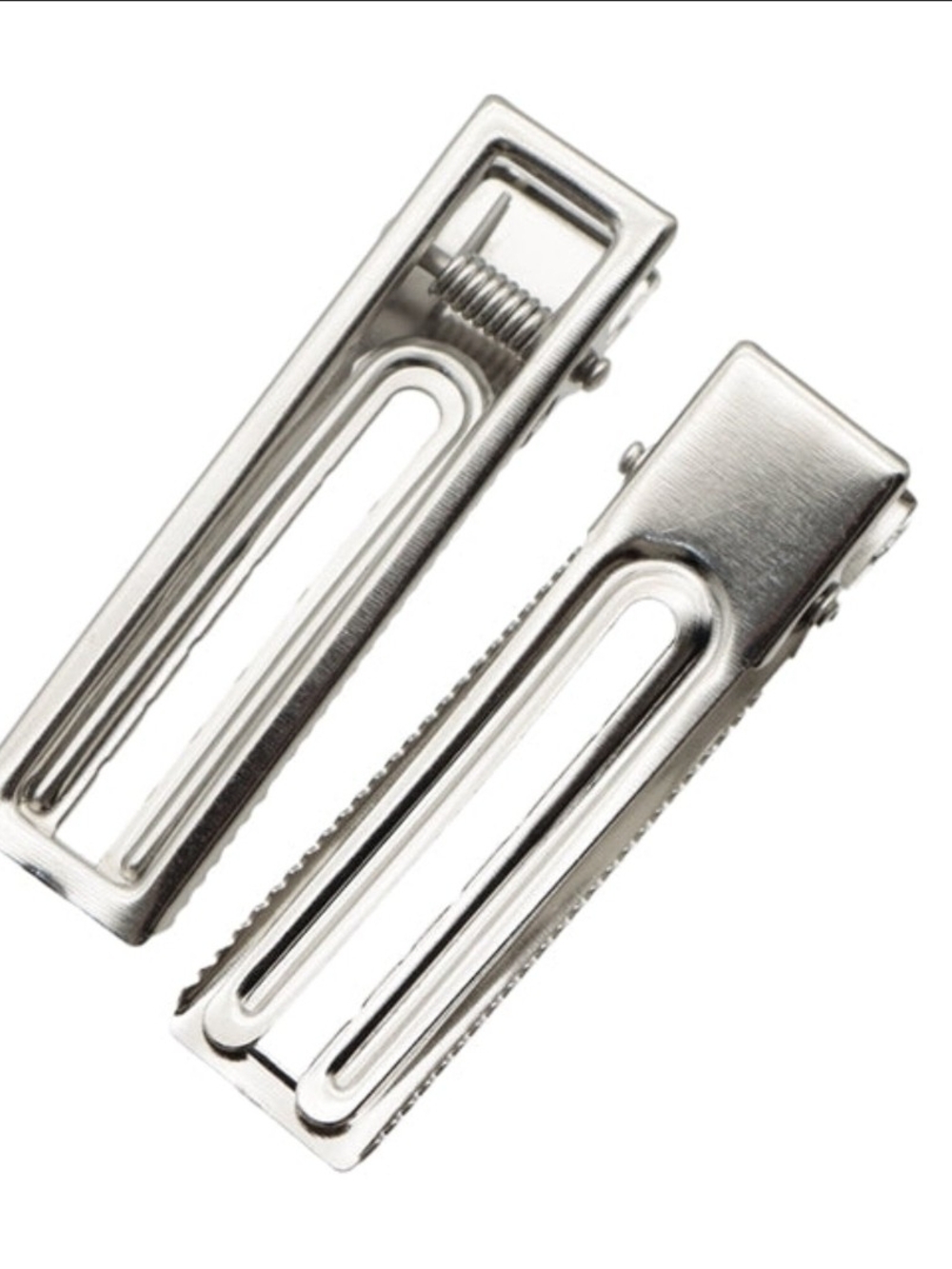 Classic Silver Metal Hair Clip for Unisex - 60mm Straight Hollow Duckbill Nozzle